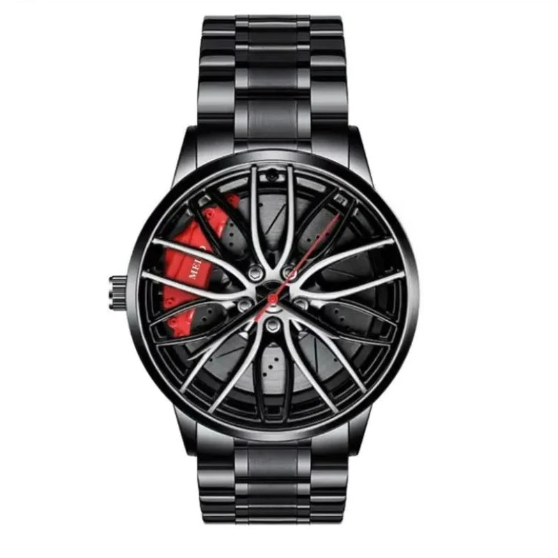 Fashion Men's Watch 42mm Rotating Dial Car Clock Stainless Steel Strap Sports Style 3Bar Quartz Movement Casual Watches Relojes