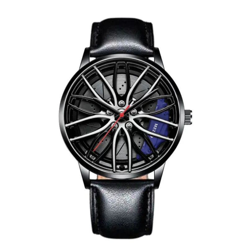 Fashion Men's Watch 42mm Rotating Dial Car Clock Stainless Steel Strap Sports Style 3Bar Quartz Movement Casual Watches Relojes