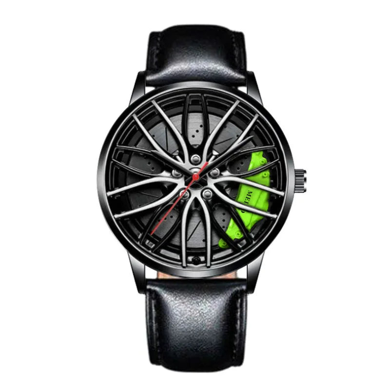 Fashion Men's Watch 42mm Rotating Dial Car Clock Stainless Steel Strap Sports Style 3Bar Quartz Movement Casual Watches Relojes