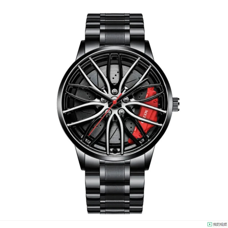Fashion Men's Watch 42mm Rotating Dial Car Clock Stainless Steel Strap Sports Style 3Bar Quartz Movement Casual Watches Relojes