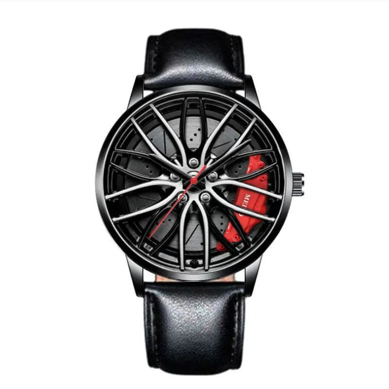 Fashion Men's Watch 42mm Rotating Dial Car Clock Stainless Steel Strap Sports Style 3Bar Quartz Movement Casual Watches Relojes