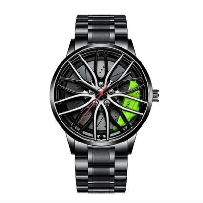 Fashion Men's Watch 42mm Rotating Dial Car Clock Stainless Steel Strap Sports Style 3Bar Quartz Movement Casual Watches Relojes