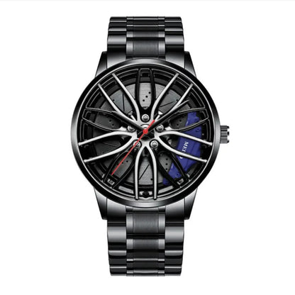 Fashion Men's Watch 42mm Rotating Dial Car Clock Stainless Steel Strap Sports Style 3Bar Quartz Movement Casual Watches Relojes