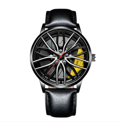 Fashion Men's Watch 42mm Rotating Dial Car Clock Stainless Steel Strap Sports Style 3Bar Quartz Movement Casual Watches Relojes